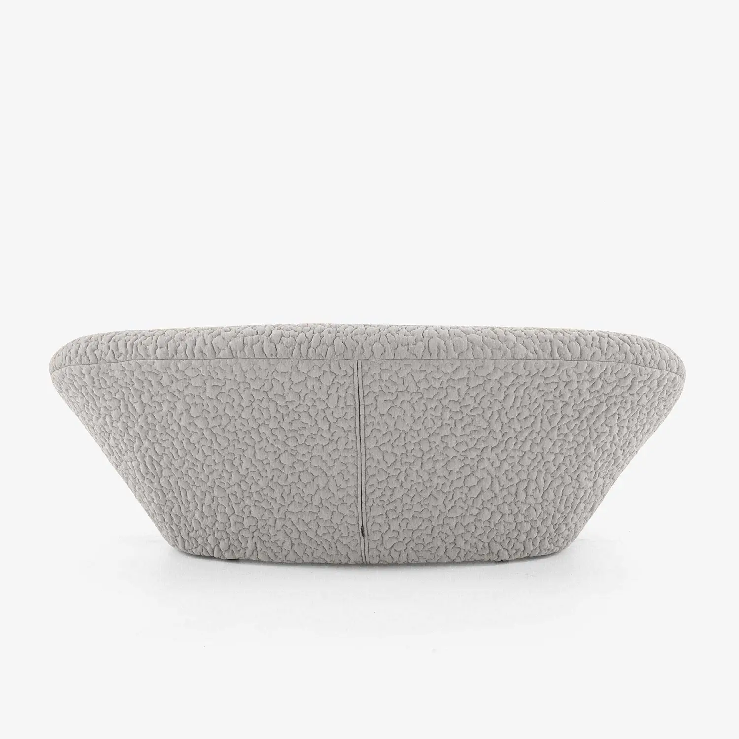 Light gray textured fabric sofa with a rounded back and modern, low-profile design.